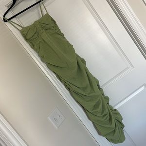 Green Ruched Midaxi Dress